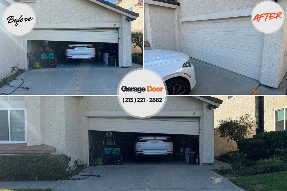 Before and after: garage door repair Filer, ID